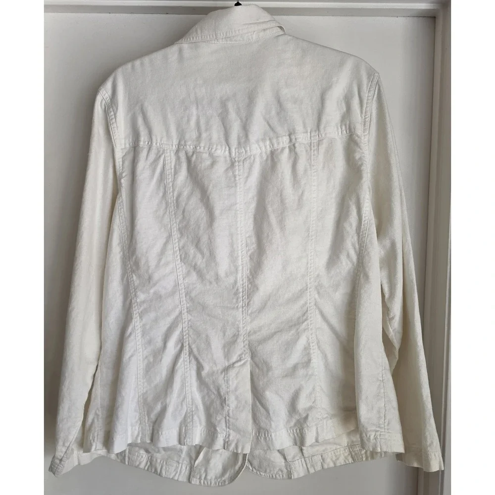 Lane Bryant‎ Blazer 14/16 White Linen Cotton Long Sleeve Women
